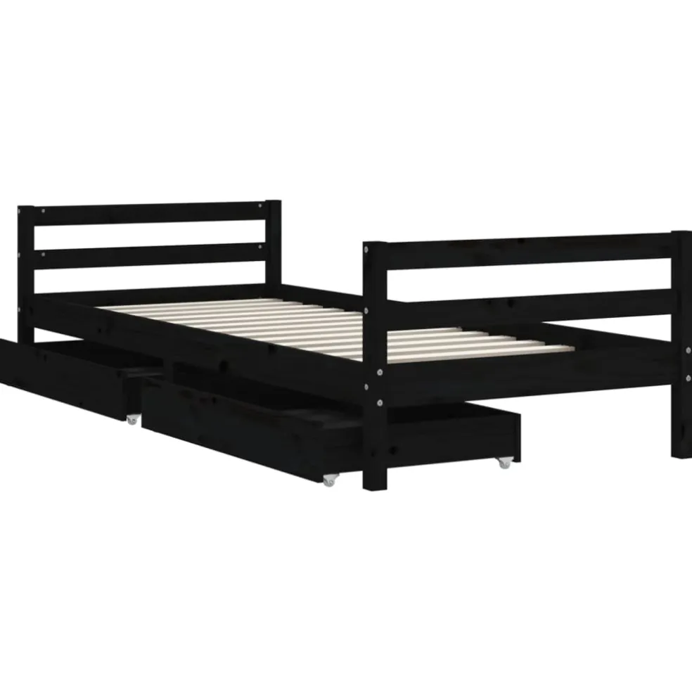vidaXL Kinderbedframe met lades 80x200 cm massief grenenhout zwart