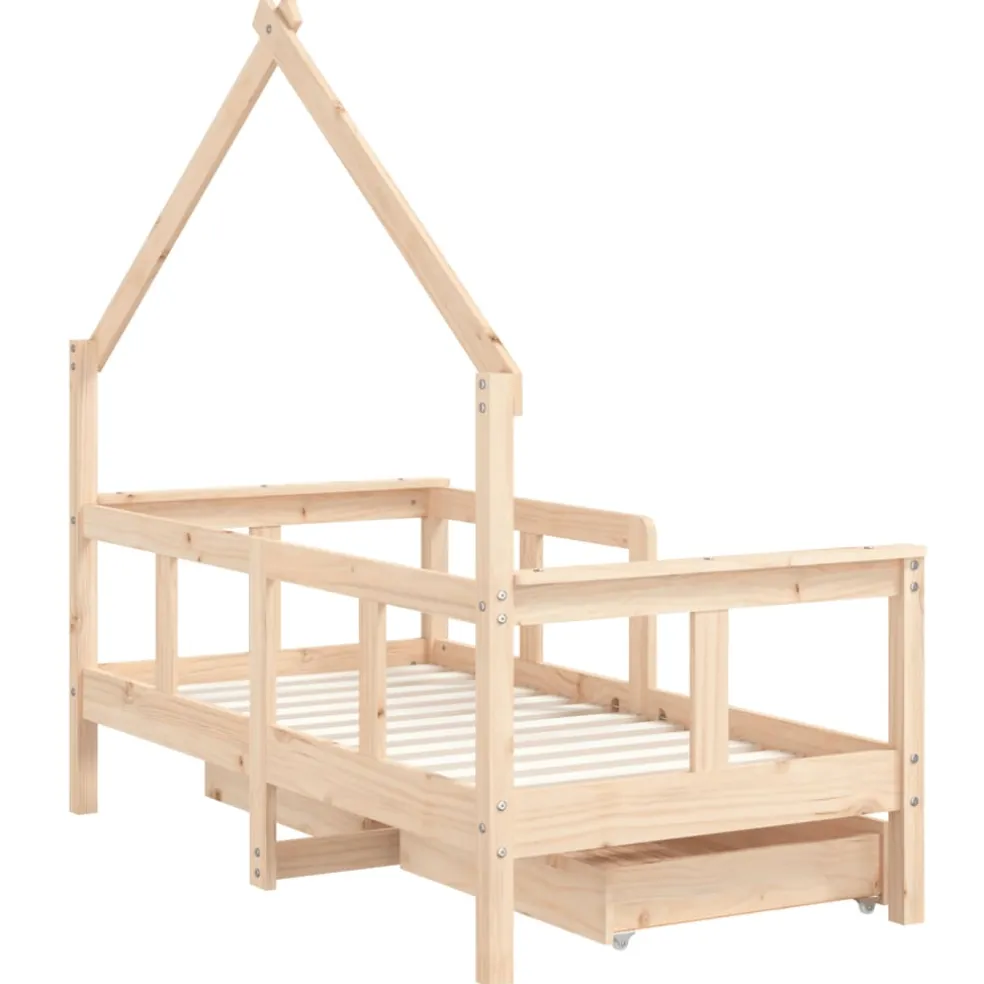 vidaXL Kinderbedframe met lades 70x140 cm massief grenenhout