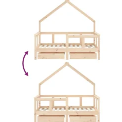 vidaXL Kinderbedframe met lades 70x140 cm massief grenenhout