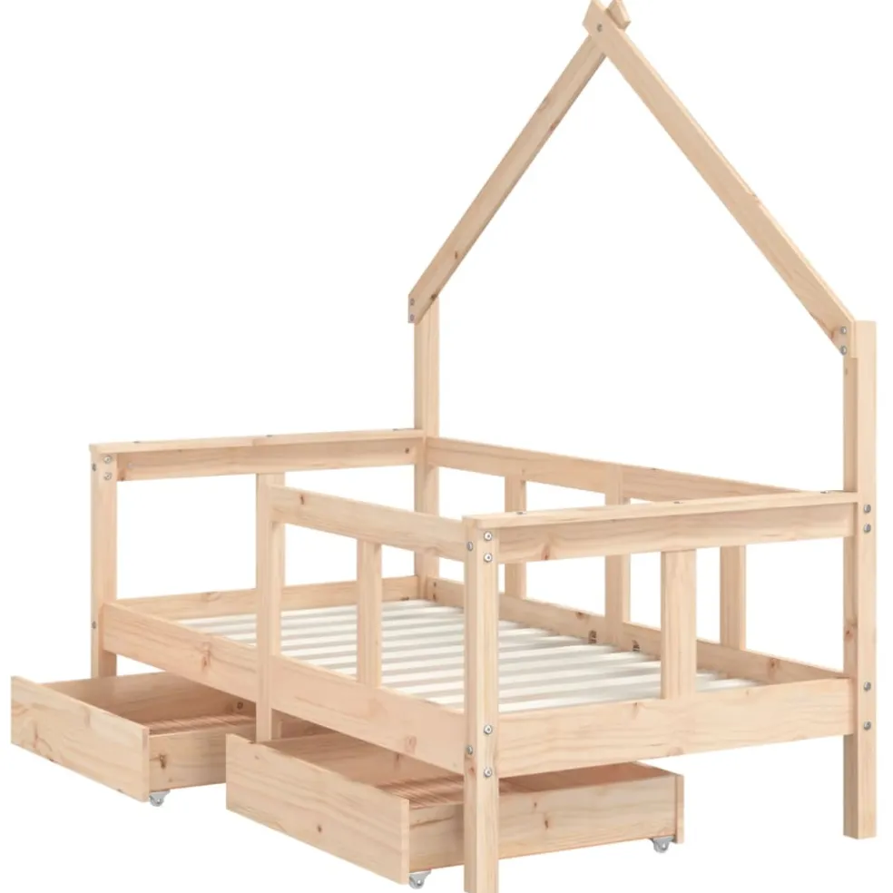 vidaXL Kinderbedframe met lades 70x140 cm massief grenenhout