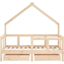 vidaXL Kinderbedframe met lades 70x140 cm massief grenenhout