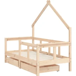 vidaXL Kinderbedframe met lades 70x140 cm massief grenenhout
