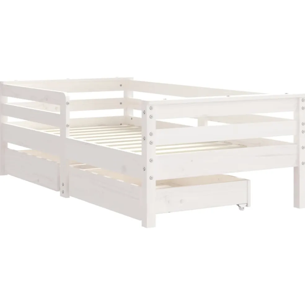 vidaXL Kinderbedframe met lades 70x140 cm massief grenenhout wit