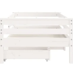 vidaXL Kinderbedframe met lades 70x140 cm massief grenenhout wit