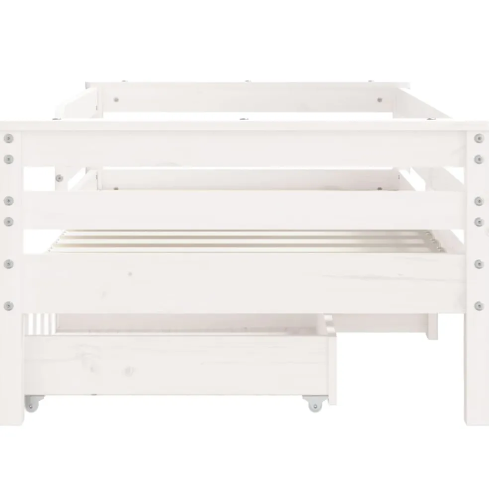 vidaXL Kinderbedframe met lades 70x140 cm massief grenenhout wit