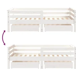 vidaXL Kinderbedframe met lades 70x140 cm massief grenenhout wit