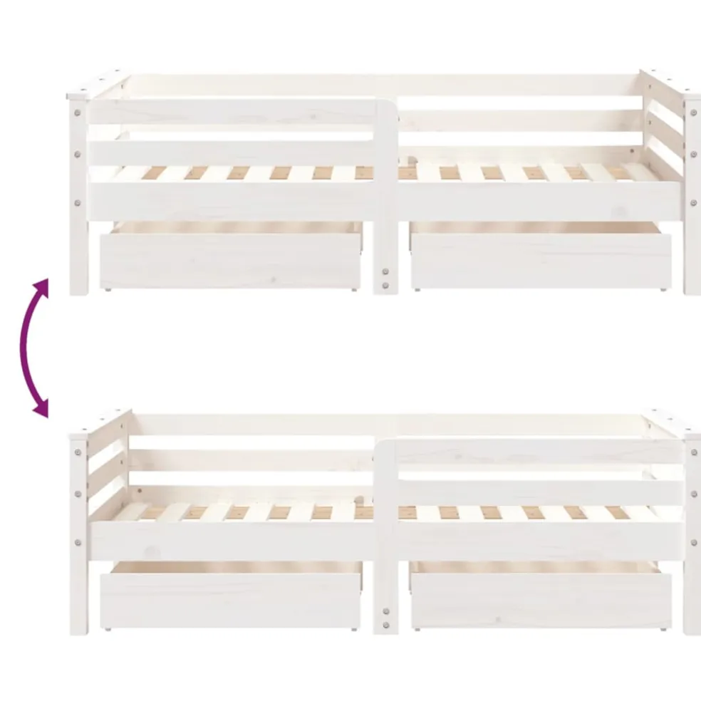 vidaXL Kinderbedframe met lades 70x140 cm massief grenenhout wit