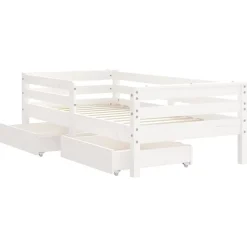 vidaXL Kinderbedframe met lades 70x140 cm massief grenenhout wit