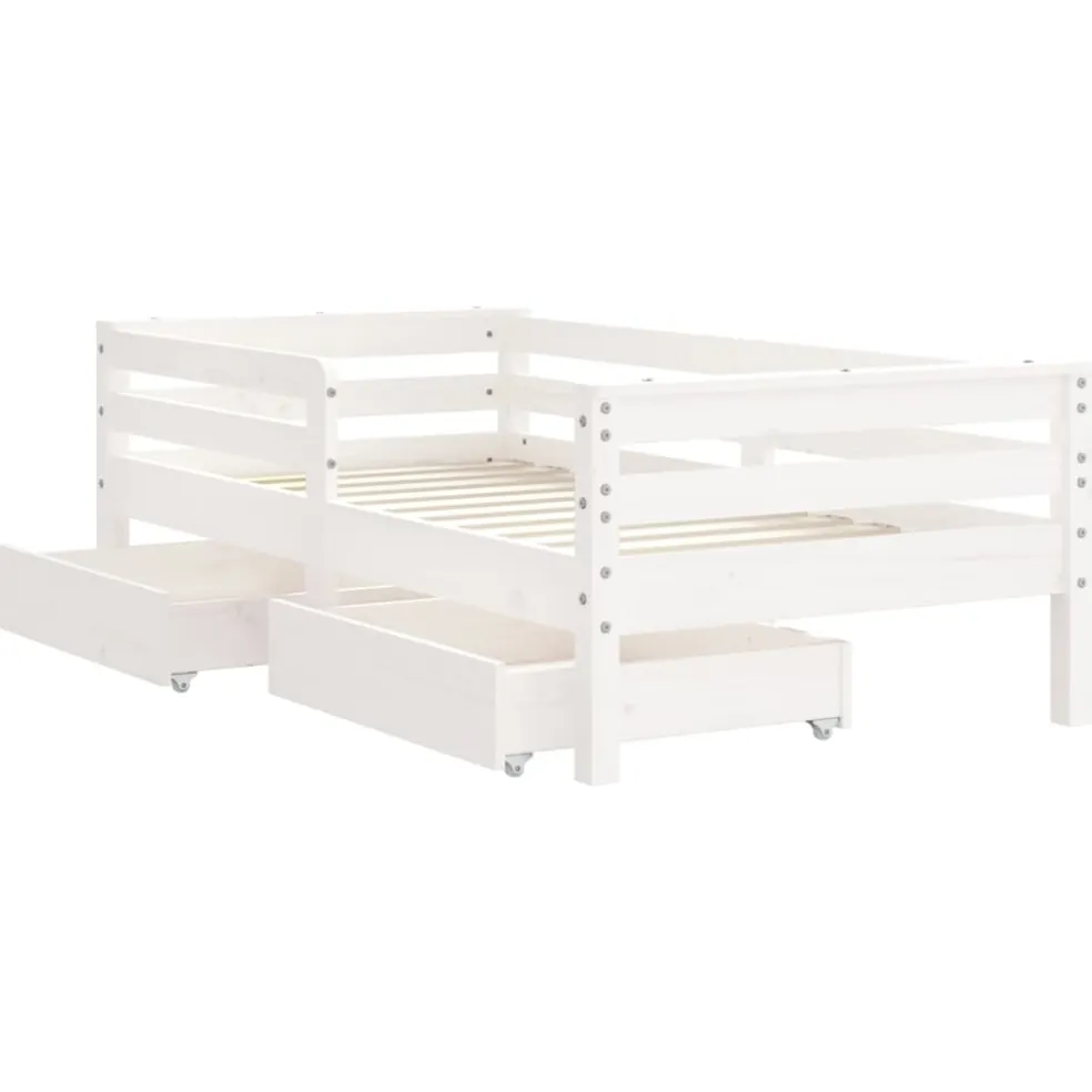 vidaXL Kinderbedframe met lades 70x140 cm massief grenenhout wit