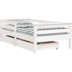 vidaXL Kinderbedframe met lades 70x140 cm massief grenenhout wit