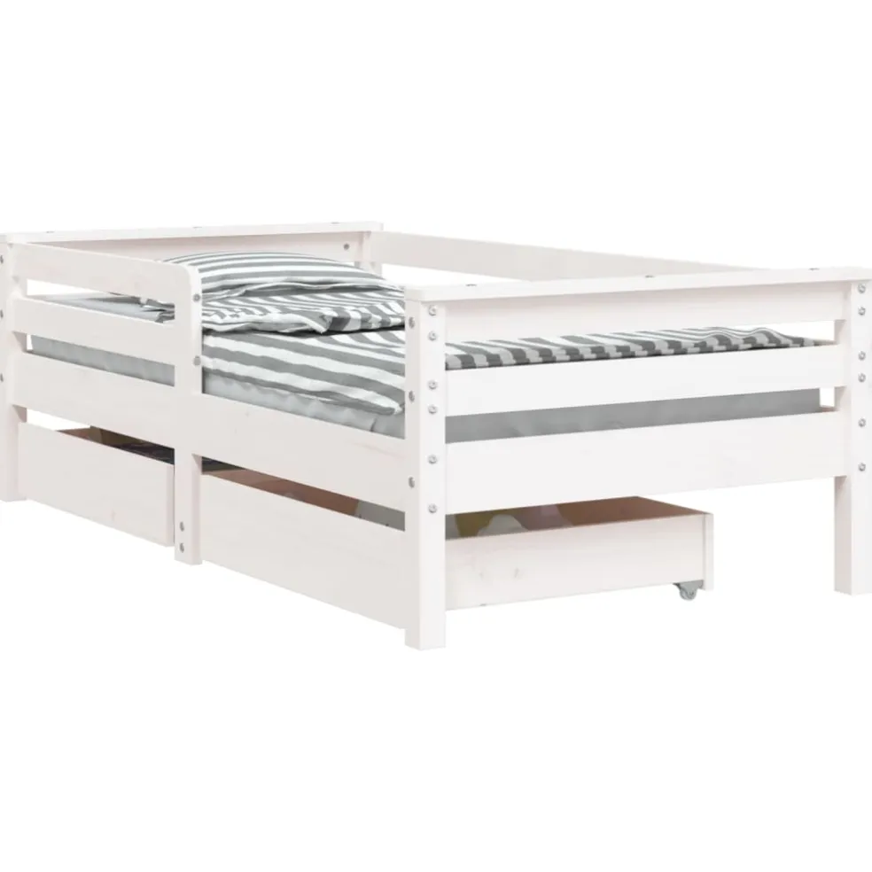 vidaXL Kinderbedframe met lades 70x140 cm massief grenenhout wit