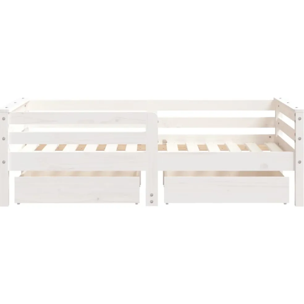 vidaXL Kinderbedframe met lades 70x140 cm massief grenenhout wit