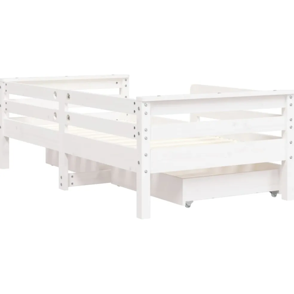 vidaXL Kinderbedframe met lades 70x140 cm massief grenenhout wit