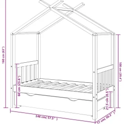 vidaXL Kinderbedframe met lade massief grenenhout 70x140 cm