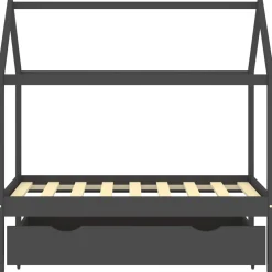 vidaXL Kinderbedframe met lade grenenhout donkergrijs 70x140 cm