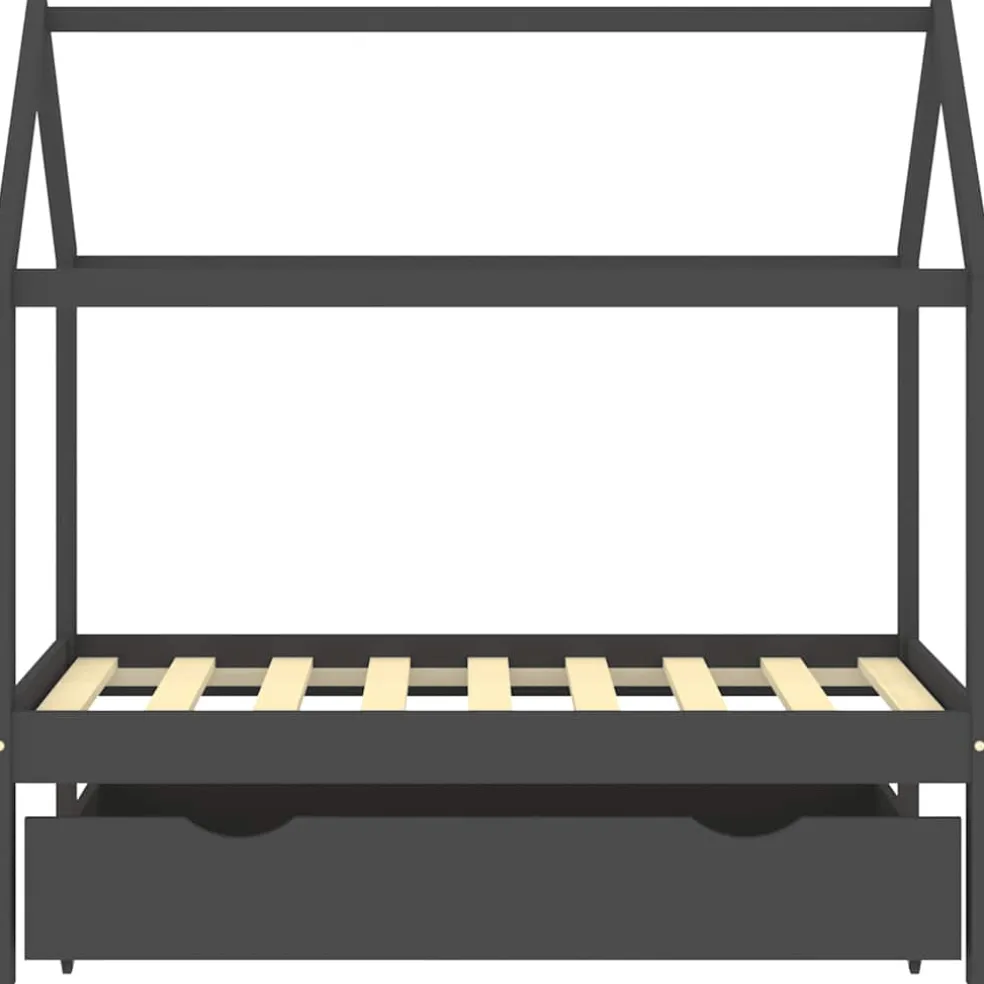 vidaXL Kinderbedframe met lade grenenhout donkergrijs 70x140 cm