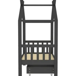 vidaXL Kinderbedframe met lade grenenhout donkergrijs 70x140 cm