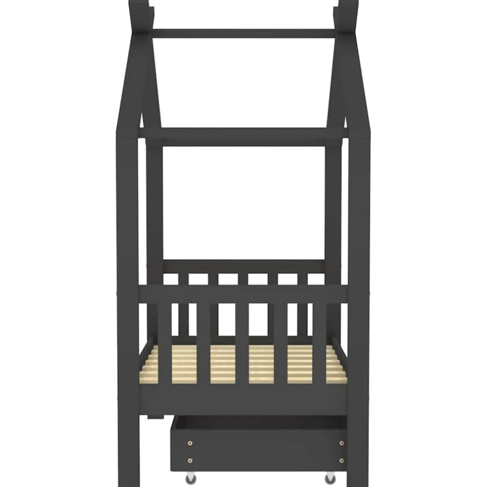 vidaXL Kinderbedframe met lade grenenhout donkergrijs 70x140 cm