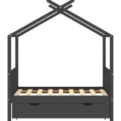vidaXL Kinderbedframe met lade grenenhout donkergrijs 70x140 cm
