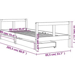 vidaXL Kinderbedframe met lades 80x200 cm massief grenenhout