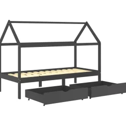 vidaXL Kinderbedframe met lades grenenhout donkergrijs 90x200 cm