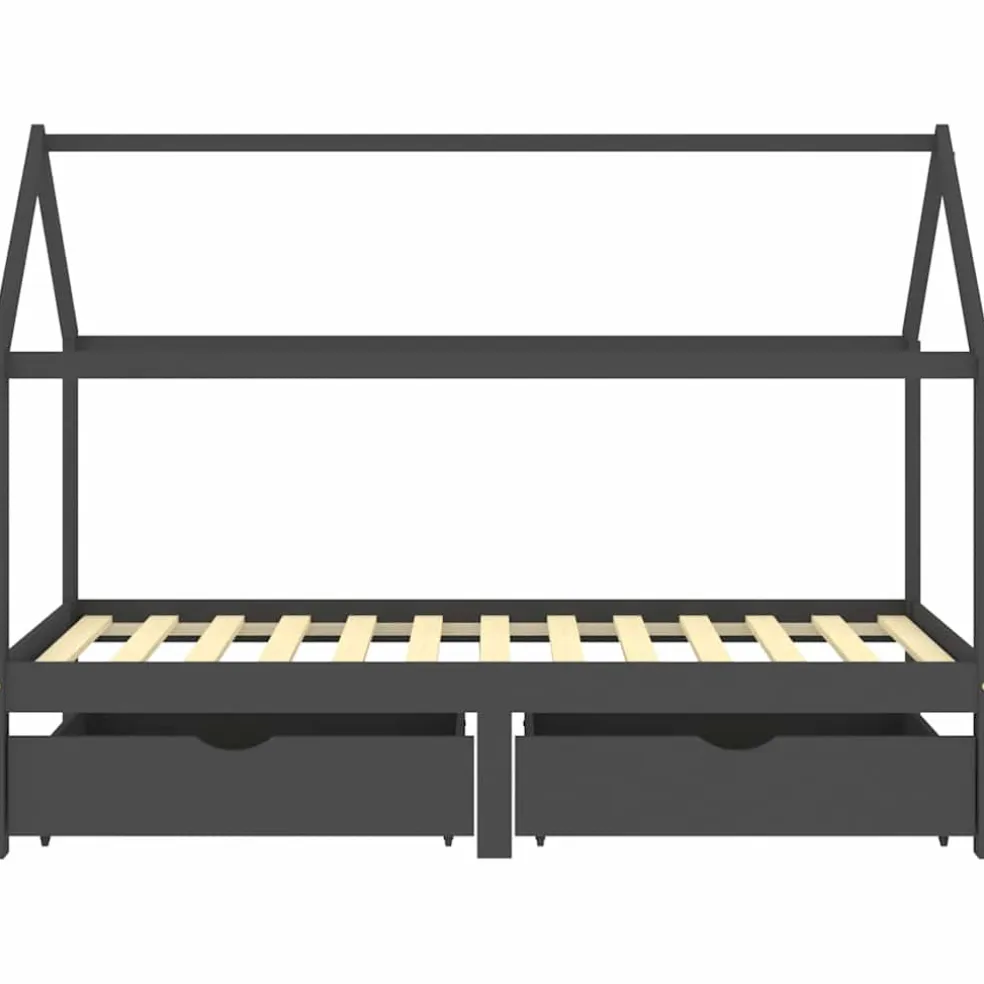 vidaXL Kinderbedframe met lades grenenhout donkergrijs 90x200 cm