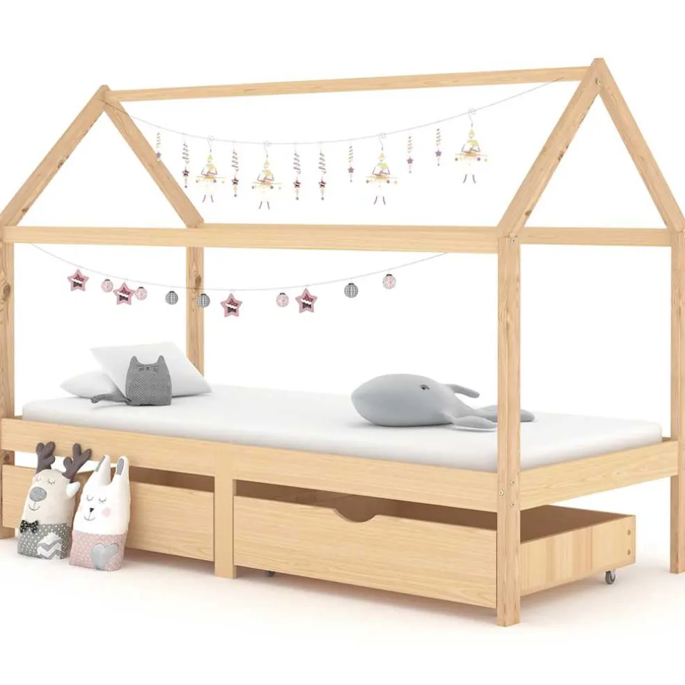 vidaXL Kinderbedframe met lades massief grenenhout 90x200 cm