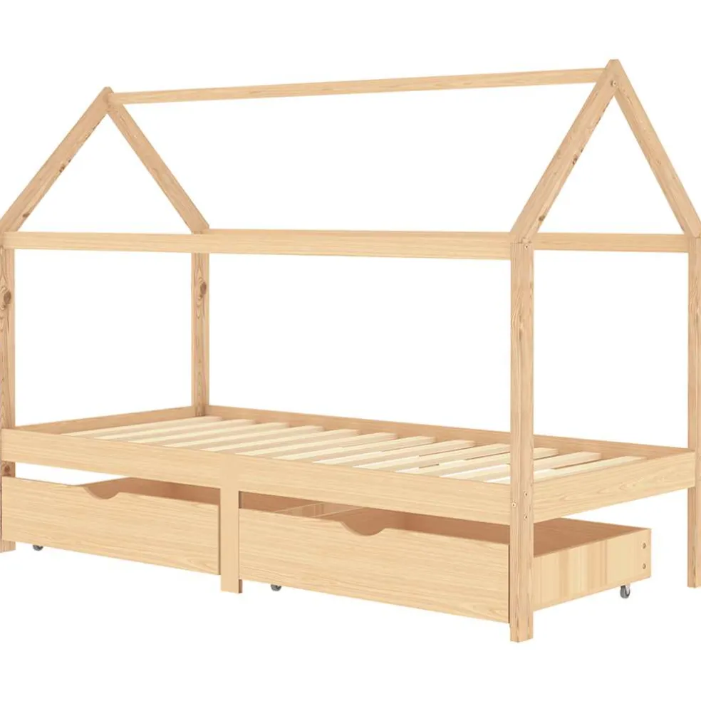 vidaXL Kinderbedframe met lades massief grenenhout 90x200 cm