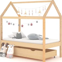 vidaXL Kinderbedframe met lade massief grenenhout 70x140 cm