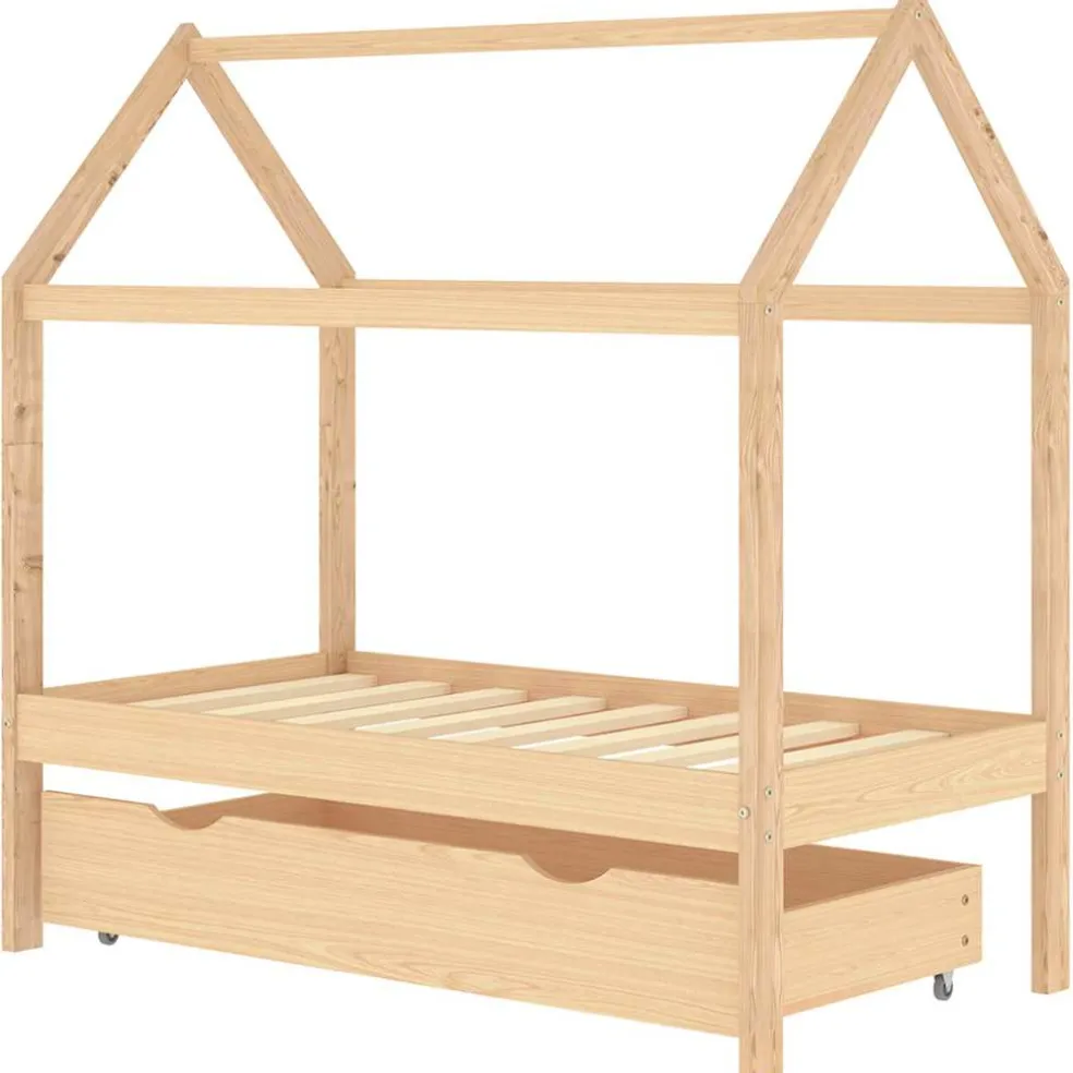 vidaXL Kinderbedframe met lade massief grenenhout 70x140 cm