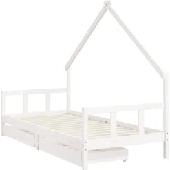 vidaXL Kinderbedframe met lades 90x190 cm massief grenenhout wit