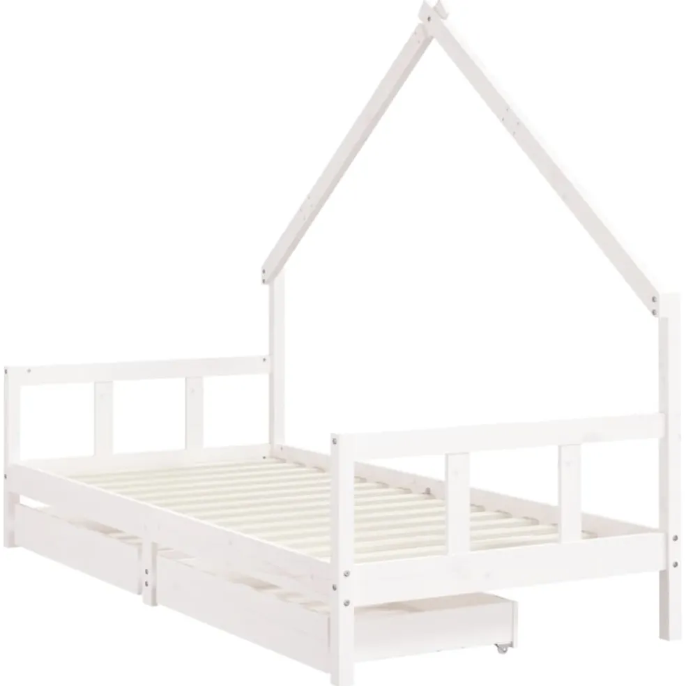 vidaXL Kinderbedframe met lades 90x190 cm massief grenenhout wit