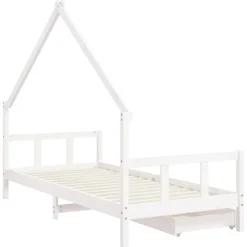 vidaXL Kinderbedframe met lades 90x190 cm massief grenenhout wit