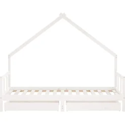 vidaXL Kinderbedframe met lades 90x190 cm massief grenenhout wit