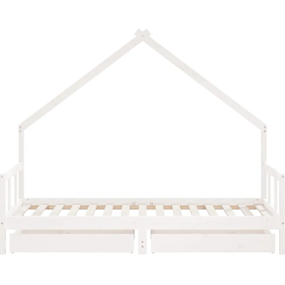 vidaXL Kinderbedframe met lades 90x190 cm massief grenenhout wit
