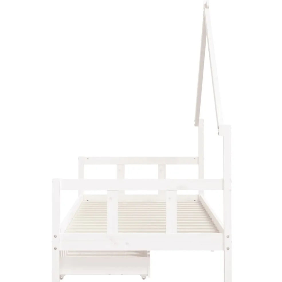 vidaXL Kinderbedframe met lades 90x190 cm massief grenenhout wit