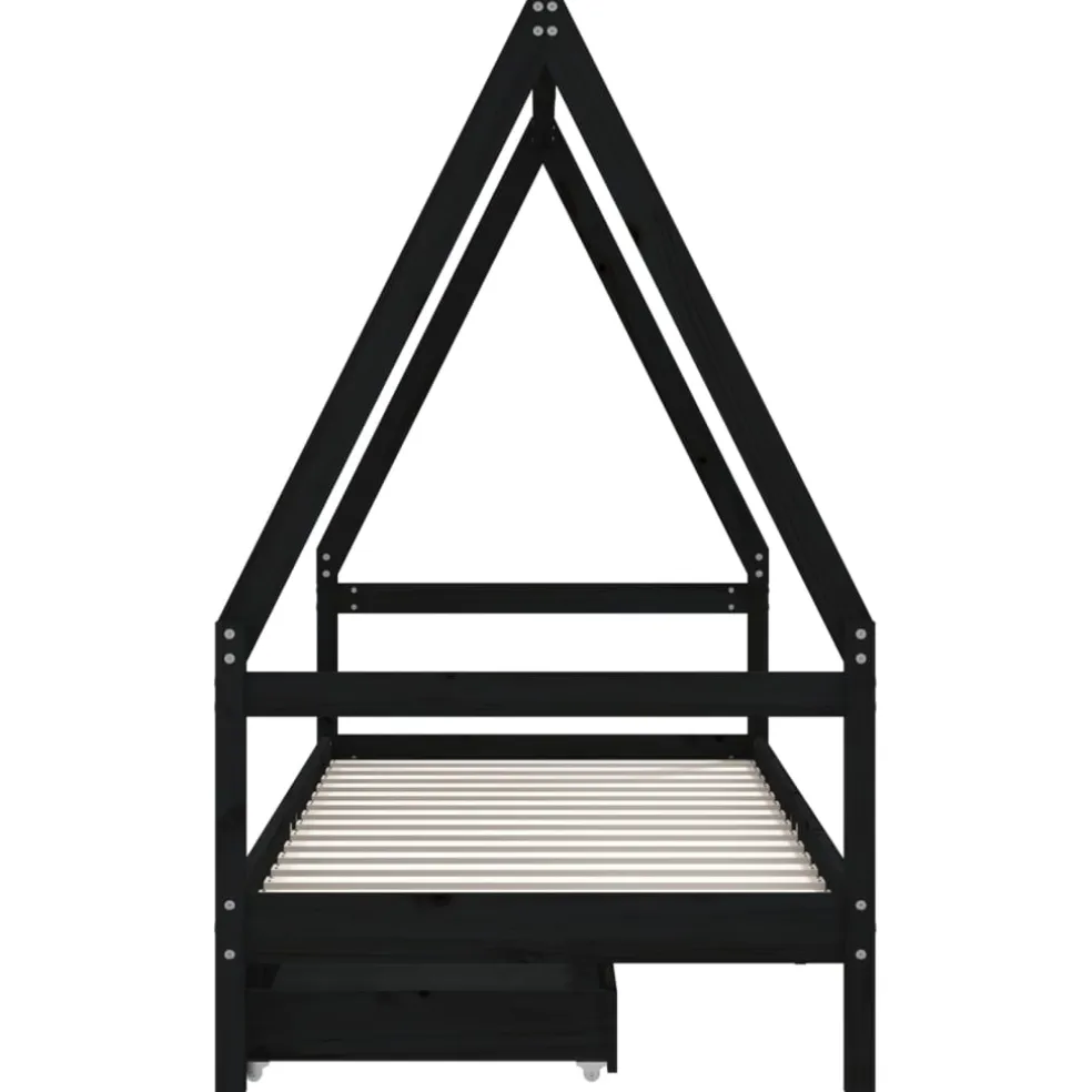 vidaXL Kinderbedframe 80x200 cm massief grenenhout zwart