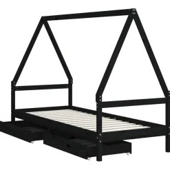vidaXL Kinderbedframe 80x200 cm massief grenenhout zwart