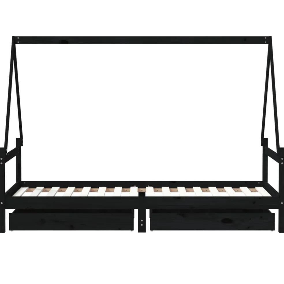 vidaXL Kinderbedframe 80x200 cm massief grenenhout zwart