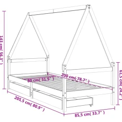 vidaXL Kinderbedframe 80x200 cm massief grenenhout zwart