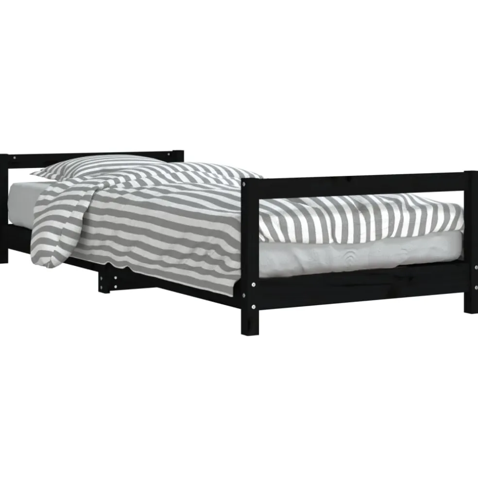vidaXL Kinderbedframe 90x200 cm massief grenenhout zwart