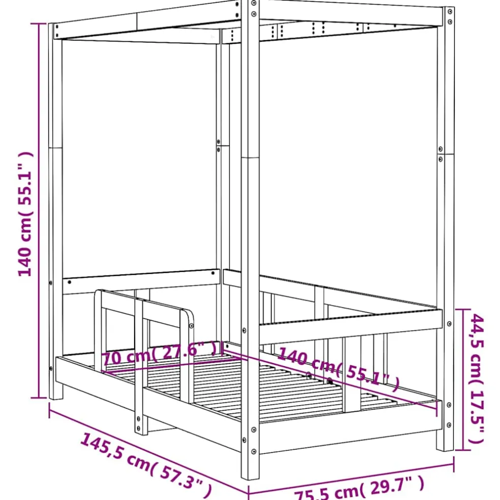 vidaXL Kinderbedframe 70x140 cm massief grenenhout