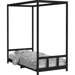 vidaXL Kinderbedframe 90x190 cm massief grenenhout zwart