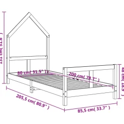 vidaXL Kinderbedframe 80x200 cm massief grenenhout wit