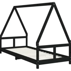vidaXL Kinderbedframe 80x200 cm massief grenenhout zwart
