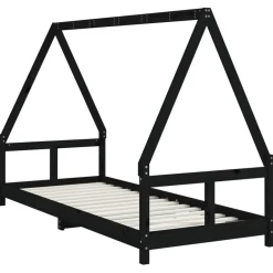 vidaXL Kinderbedframe 80x200 cm massief grenenhout zwart