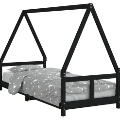 vidaXL Kinderbedframe 80x200 cm massief grenenhout zwart