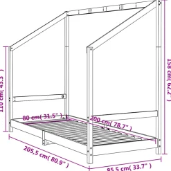 vidaXL Kinderbedframe 80x200 cm massief grenenhout wit