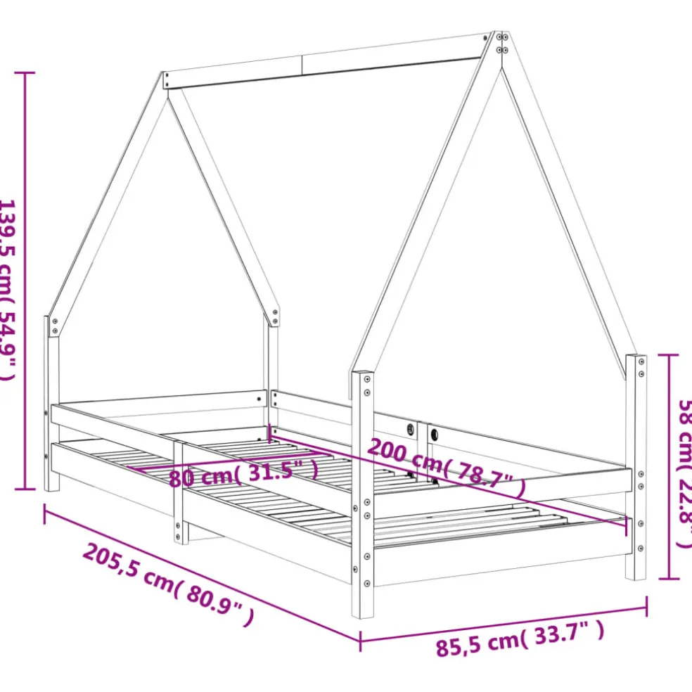 vidaXL Kinderbedframe 80x200 cm massief grenenhout