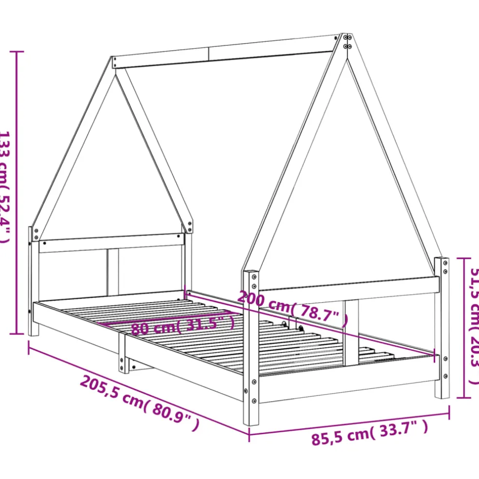 vidaXL Kinderbedframe 80x200 cm massief grenenhout